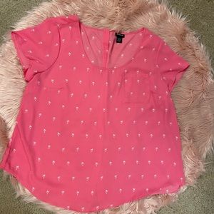 Torrid Pink Palm Tree Blouse